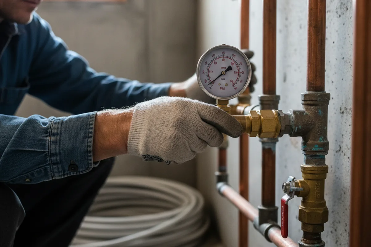 Pressure testing a repaired line during Water Line Repair in Pinellas Park